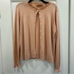 LOFT Peach Striped Cardigan
